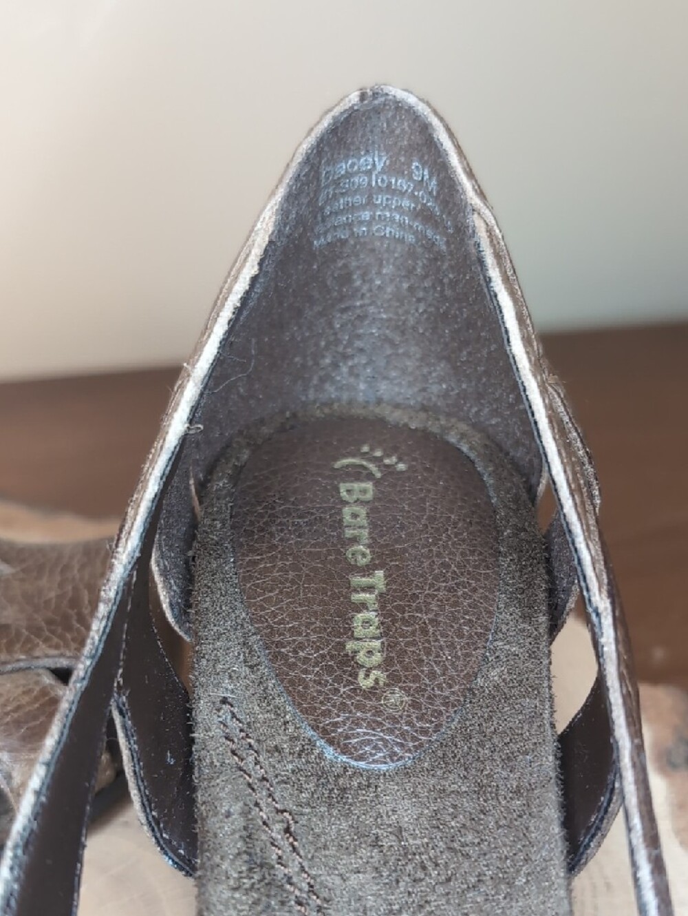 NWT Baretraps Brown Leather Dacey Huarache Sandal Womens Wedge 9 - Picture 14 of 15